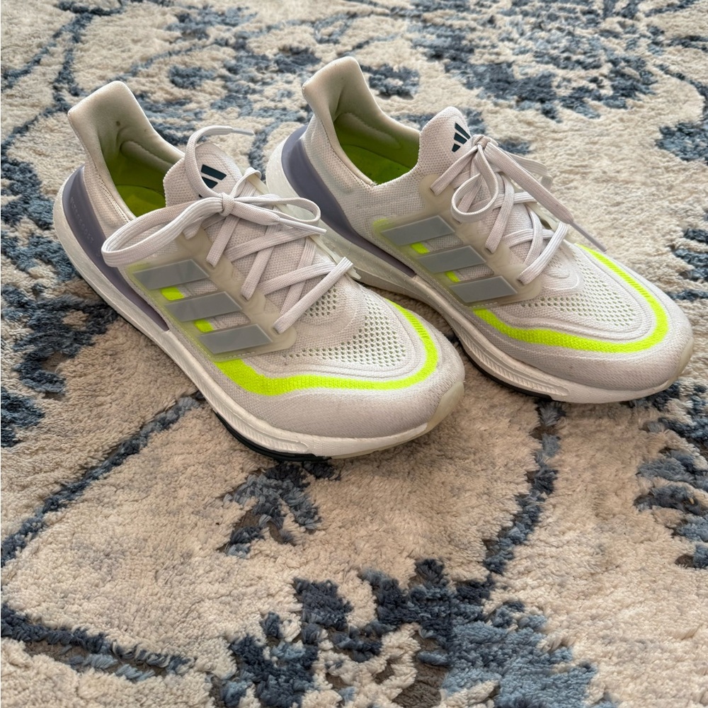 Adidas White and Neon Green Sneakers